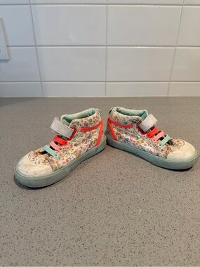 See Kai Run Floral High-Top Sneakers in Mint, Pink and Coral